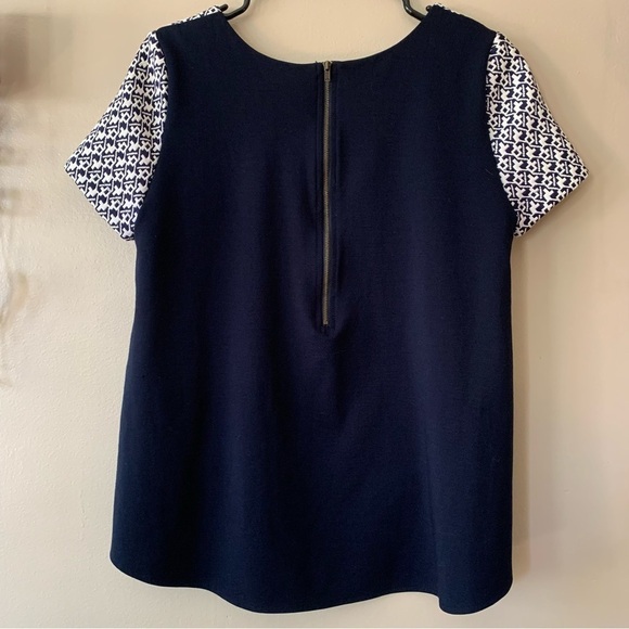 Anthropologie Sunday in Brooklyn Blue & White Abstract Short Sleeve Top Small - Picture 4 of 12